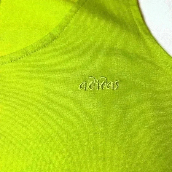 Vintage Adidas Tank Top Medium Lime Green Exercise Stretchy Yoga Walk Beach Pool - Picture 4 of 8